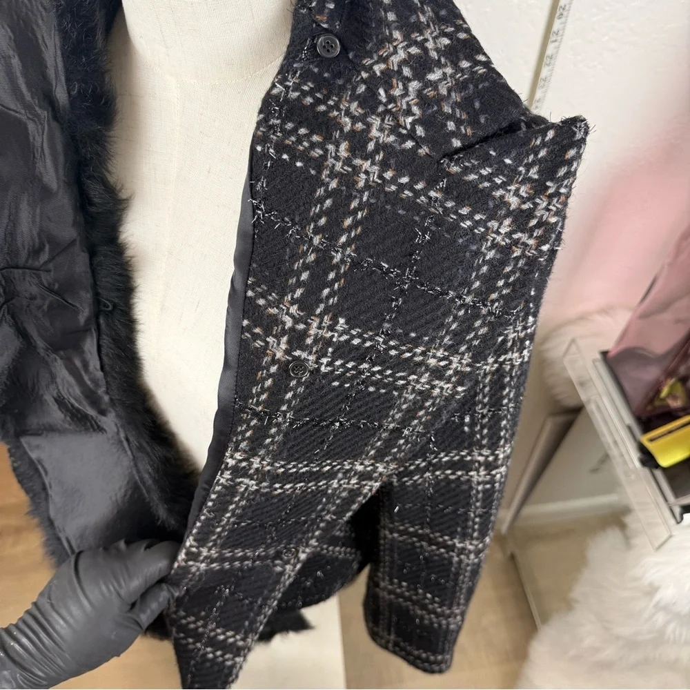 VINTAGE ZARA WOOL BLEND BLAZER DETACHABLE FAUX FUR - Picture 7 of 15